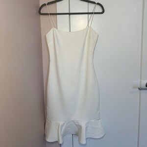 Revolve LIKELY Women's white ruffle midi dress Size:02 double lined scoop neck